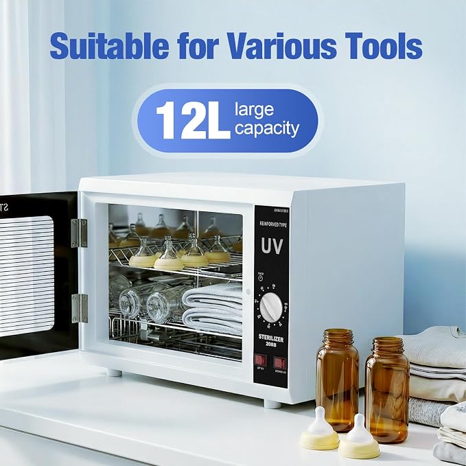 UV Sanitizer Cabinet. Dual Lamp Ultraviolet Disinfection Cabinet with Timer Setting, Suitable for Disinfection of Various Items