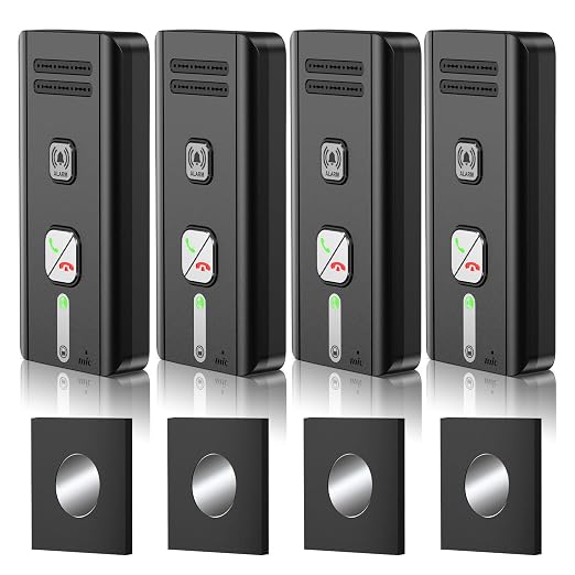 Intercoms Wireless for Home 4 Pack, Rechargeable 2 Way Indoor Outdoor Home Intercoms with Adjustable Ringtones, Voice Activated for Elderly, Portable Whole House Intercom for Family House Use