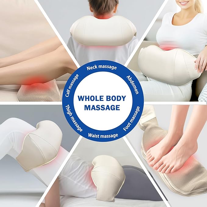 Joyset Shiatsu Neck and Back Massager with Heat, Shoulder Massager for Pain Relief Deep Tissue,3D Kneading Massage with Cloth Cover Easy to Clean (Khaki)