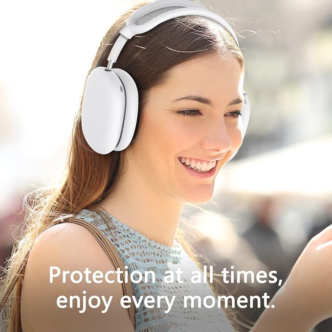 Silicone Case Cover for AirPods Max Headphones,Ear Pad Case Cover/Ear Cups Cover/Headband Cover for AirPods Max 2/1 (2026/2024/2020)(USB-C/Lightning),Silicone Accessories for Apple AirPod Max 2, White