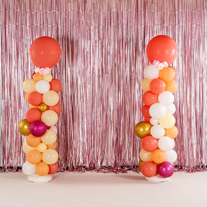 Restaurantware-Balloonify Balloon Garland Set, 1 Party Decoration Kit - 89 Balloons, With Chain, Coral, Pink, & Yellow Latex Balloon Arch Kit, With Glue Dots, Ribbon & Flowers