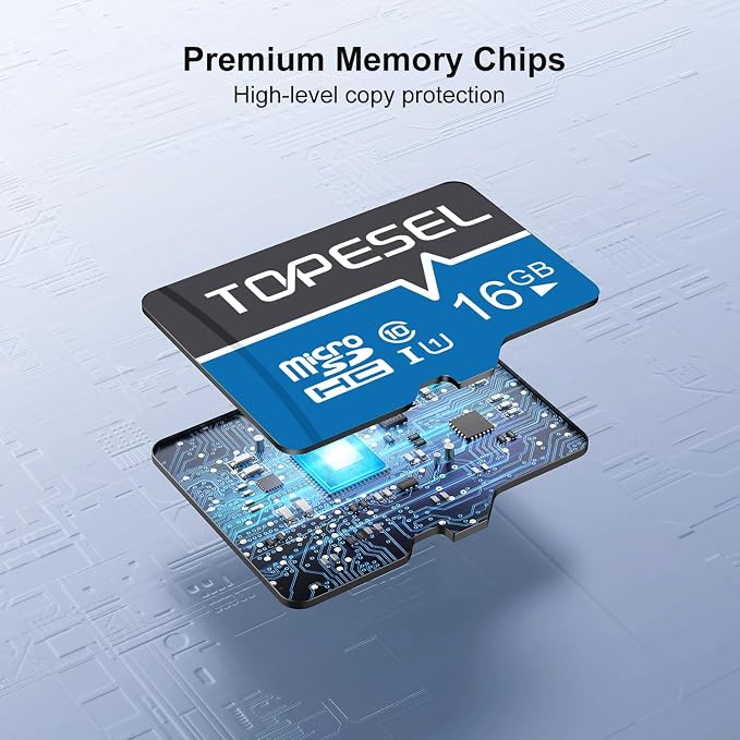 TOPESEL 16GB Micro SD Card 2 Pack Memory Cards with Adapter SDHC UHS-I Flash Memory Card Micro TF Card for Smartphone, Camera, Dash Cam(2 Pack 16GB)