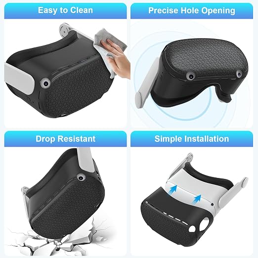 Quest 2 Accessories - Head Strap, Case, Face Cover, Controller Grips, Joystick Cover, Lens Protector