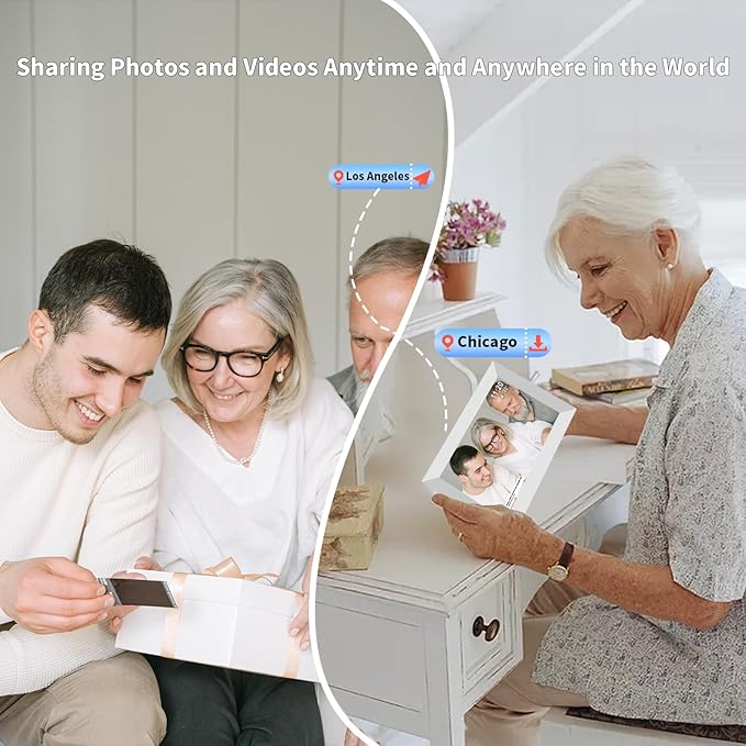 Frameo 10.1" Digital Picture Frame White, Smart WiFi Digital Photo Frame with IPS Touch Screen, 1280x800 HD Display, 32GB Auto-Rotate Wall Mountable, SD/USB Slot, Instant Sharing via Frameo App