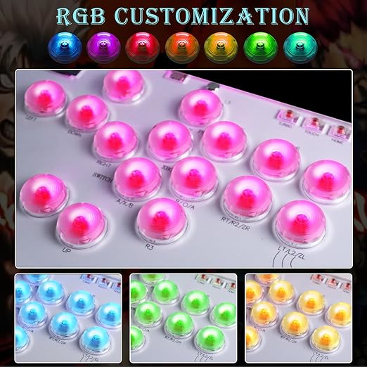 Arcade Stick Leverless Controller L13, All-Button Controller Street Fight with Hot Swap & SOCD, Arcade Stick Street Fight for PC/PS3/PS4/Steam/Switch Game Keyboard-Support Turbo and Custom RGB (White)