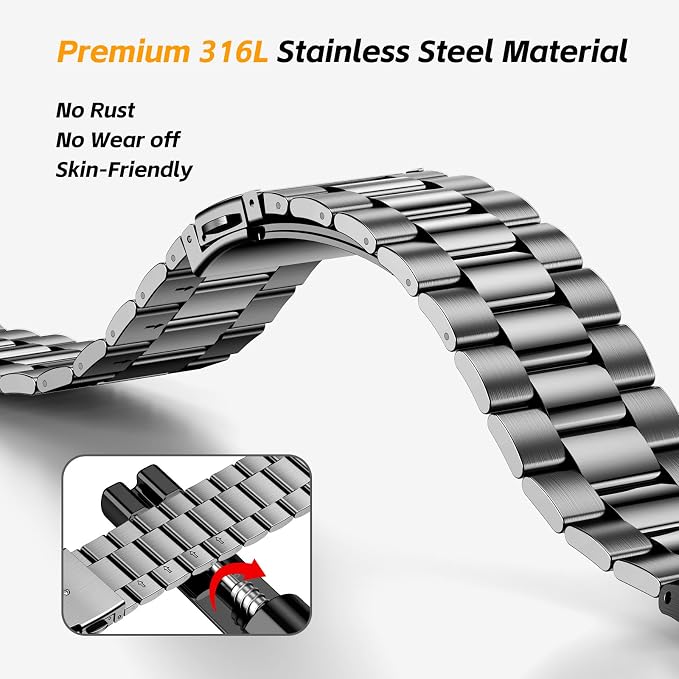 SUPLINK Stainless Steel Case and Bands Compatible with Samsung Ultra Watch Band Men (2025/2024), Rugged Protective Case Bumper Adjustable Metal Bands for Galaxy Watch Ultra 47mm,Space Grey