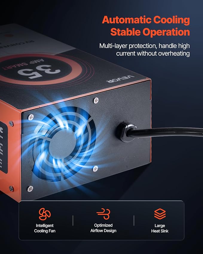 VEVOR RV Power Converter, 35 Amp, 110V AC to 12V DC RV Converter Battery Charger, 4 Stage Smart Charging, 13V to 16.5V Operating Range, Compatible with Lithium Lead Acid Battery, for Camper Trailer