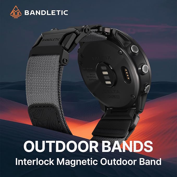 Bandletic Magnetic Bands Compatible with Garmin Tactix 8 51mm Watch Band, 26mm Quick Fit Strap for Fenix 8 51mm/7X 6X Pro/5X Plus/3/3 HR/Instinct 2X 3 50mm/Enduro/Quatix 8 51mm/Epix Pro (Gen 2) 51mm