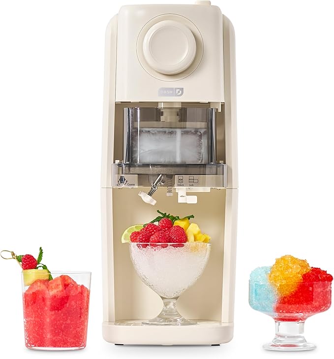 Dash Pro Shaved Ice Machine — Snow Cone Maker with Adjustable Blade for Fluffy Frozen Treats at home — Countertop Ice Shaver, 2 Freezer Containers & Recipe Guide