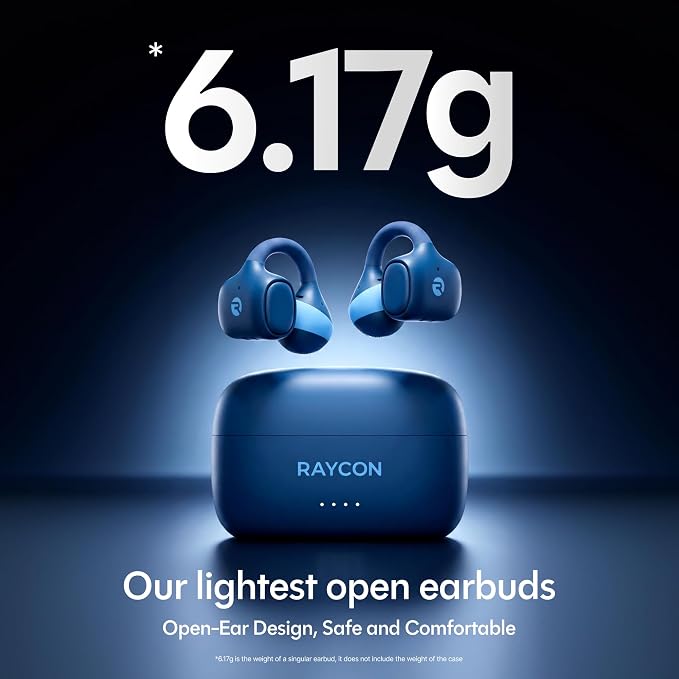 Raycon Everyday Clip On Earbuds - Open Ear Headphones, Lightweight Wireless Earbuds Bluetooth, Sweat & Water Resistant Earphones, Clip Earbuds with Buttons, 30 Hours Battery Life (Purple)