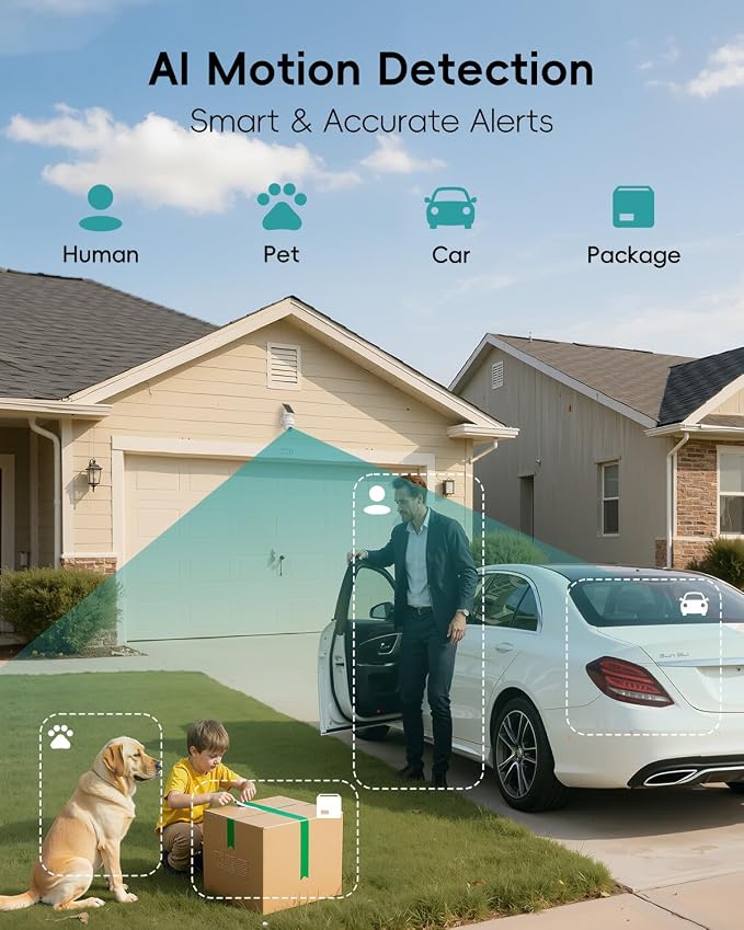ZUMIMALL 2K Solar Security Cameras Wireless Outdoor 2-Pack, 360° PTZ Camera for Home Security with Color Night Vision, Flexible Mount, PIR Motion, 2-Way Talk, Free Cloud Storage, Work with Cloudedge