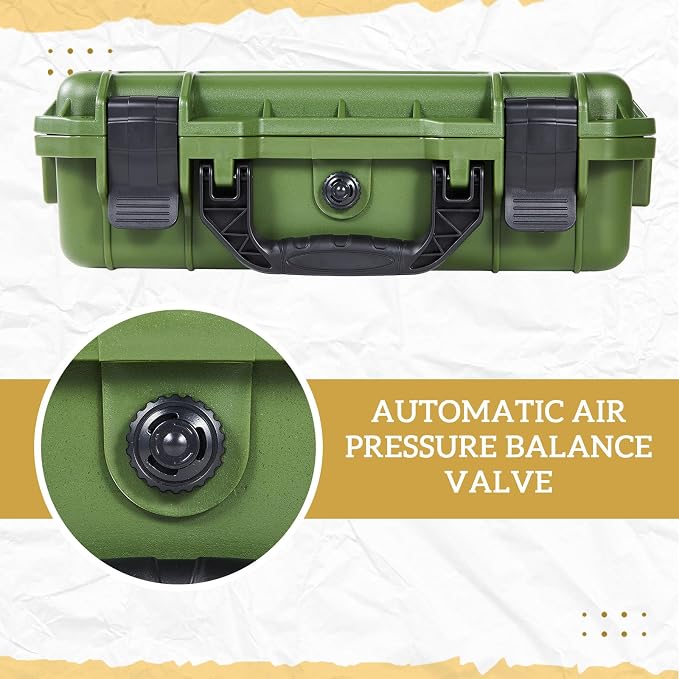 Relaxweex 1 Pcs Waterproof Hard Case with DIY Customizable Foam Insert Portable Protective Case with Knife for Camera Drones Equipments Tools Test Instruments(Green,8.5 x 6.5 x 3.7 Inch)