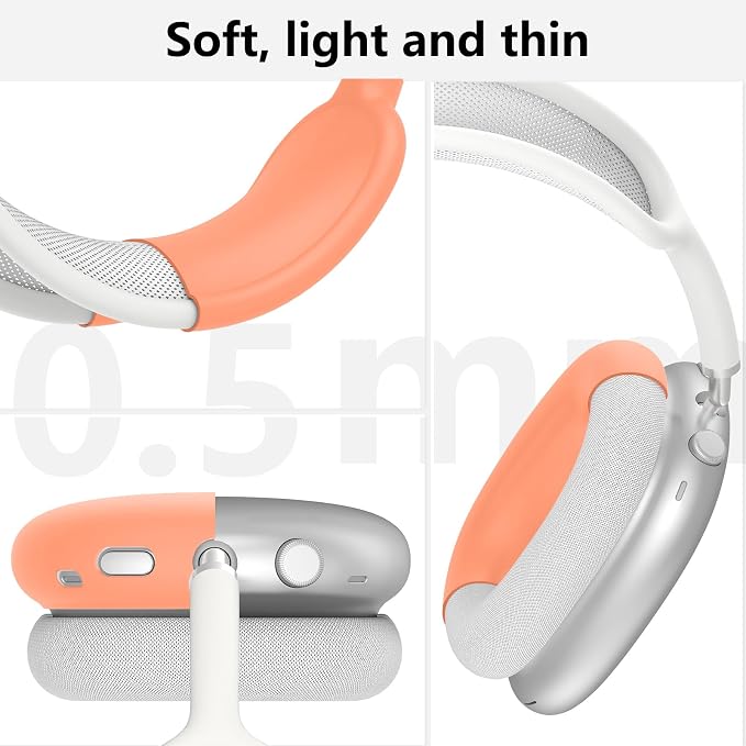 Silicone Case Cover for AirPods Max Headphones,Ear Pad Case Cover/Ear Cups Cover/Headband Cover for AirPods Max 2/1 (2026/2024/2020)(USB-C/Lightning),Silicone Accessories for Apple AirPod Max 2,Salmon