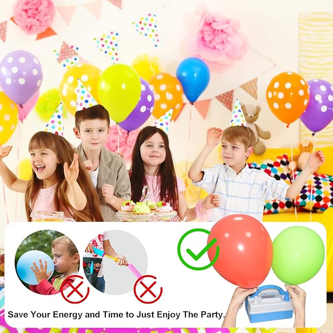 Electric Balloon Pump,Portable Dual Nozzle Electric Balloon Inflator/Blower with Multipurpose Hose Extension,for Party Decoration