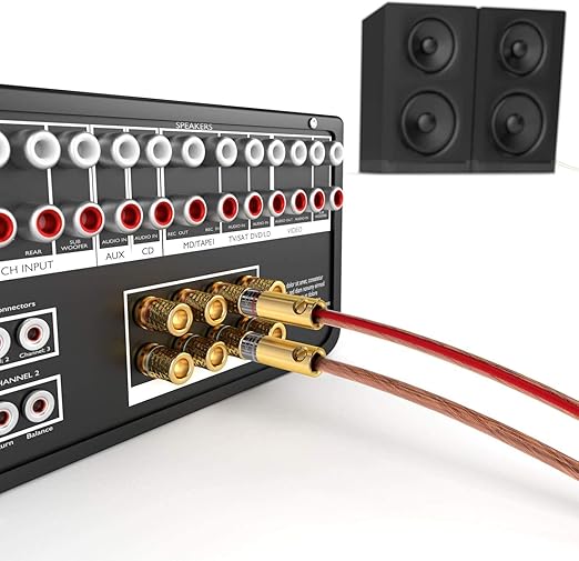 KabelDirekt – Banana Plugs – 10 Pairs (for Speaker Wire, AWG 10-16, Allow Flexible Connection to Speakers, amplifiers, A/V receivers, Power amplifiers & Stereo Systems, Fixing Screws, Gold Plated)