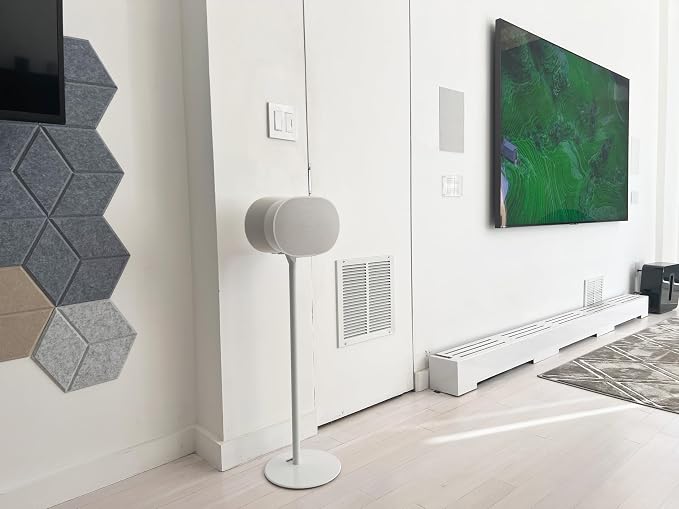 ynVISION.DESIGN Fixed Height Floor Stands Compatible with Sonos Era 100, Era 100 SL, Era 300 Speakers - Surround Sound Speaker Stands with Cable Management, Sleek and Secure, 28.2" w/o Speaker, 2 Pack