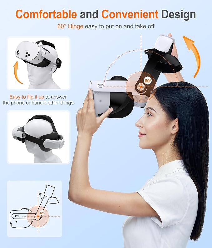 Head Strap for Meta Quest 3S/Quest 3/Quest 2 – Adjustable Lightweight VR Headset Strap with Enhanced Support, Elite Strap Replacement for Comfortable and Stable VR Gaming Experience