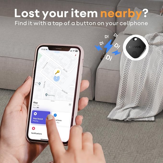 ATUVOS Air Tracker Tags-3 Pack, Bluetooth Luggage Tracker Works with Apple Find My (iOS Only, Not for Android), Keys Finder and Item Locator Track Your Keys, Luggage, Backpack, Suitcase, Bags and More