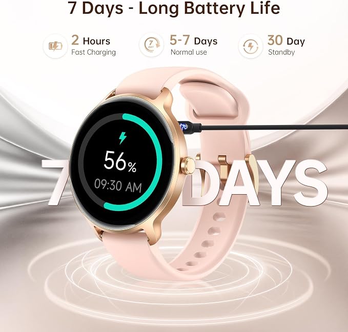Smart Watch for Women, 1.27" HD AMOLED Smartwatch (Answer/Call) for iPhone/Android/Samsung, Fitness Tracker with 120+ Sport Modes, Heart Rate/Sleep/Health Monitor, IP68 Waterproof, 2 Bands