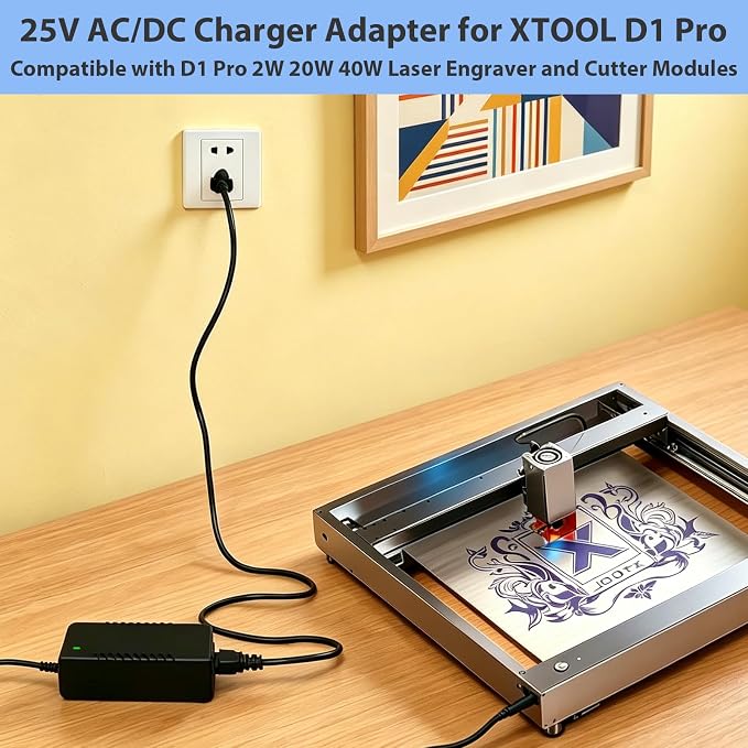 25V AC/DC Power Adapter Charger Compatible with XTOOL D1 Pro, 2W 20W 40W Laser Engraver and Cutter Machine Modules Power Supply Cord Cable Charger PSU