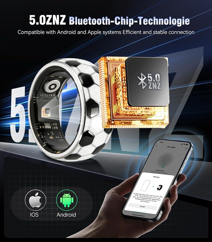 Smart Ring & Wireless Charging Case【Pro Athlete Grade – Precision Sports Tracking】2026 World Tournament Soccer Fan Smart Ring for Women & Men, Fitness Wearable Device for Training & Sleep Tracking 8#