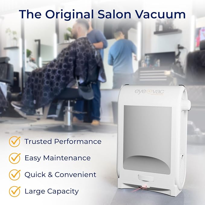 EyeVac Pro Touchless Vacuum Automatic Dustpan - Ultra Fast & Powerful - Great for Sweeping Salon Pet Hair Food Dirt Kitchen, Corded Canister Vacuum, Bagless, Automatic Sensors, 1400 Watt (White)