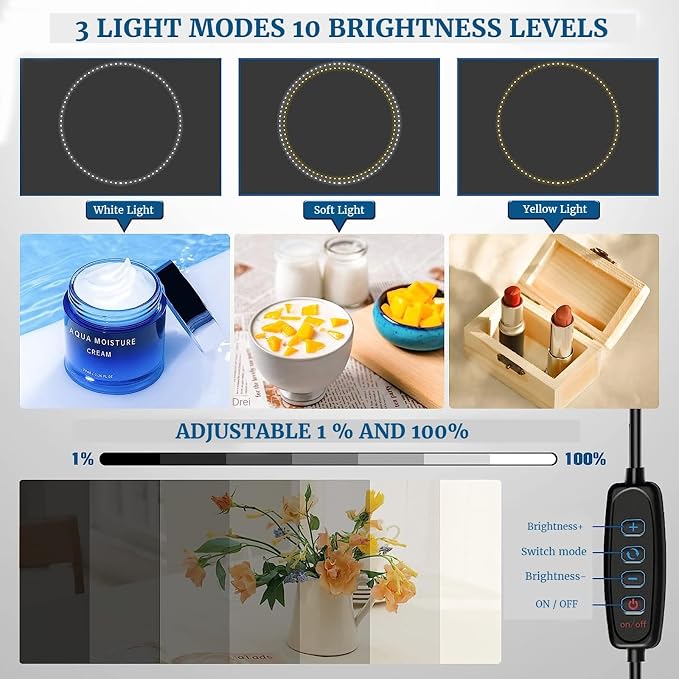 Portable Photo Studio Light Box, PULUZ 16"x16" Professional Dimmable Shooting Tent Kit with 160 LEDs Lights & 6 Kinds Double-Sided Color Backgrounds for Product Photography