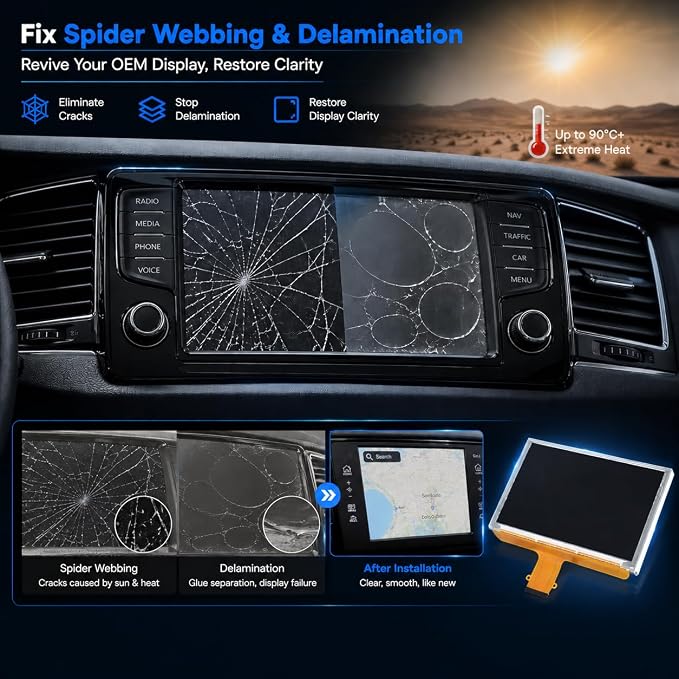 DJ080PA-01A 8" 55 Pin LCD Monitor Touch Screen Navigation Radio Compatible with Chevy Silverado Suburban Tahoe & GMC Yukon Sierra 2015-2018 Digitizer Replacement