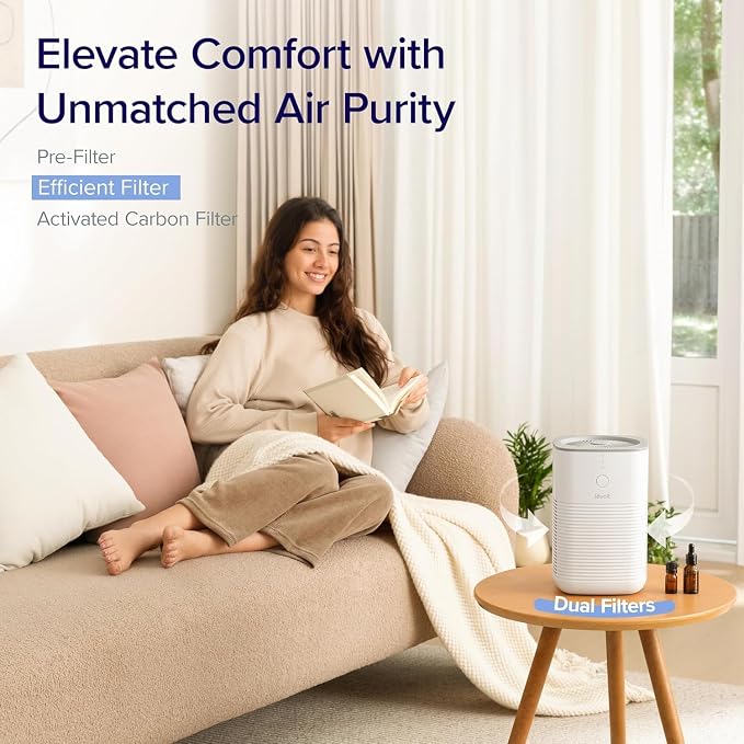 LEVOIT Air Purifiers for Bedroom Home, AHAM VERIFIDE, Freshens Small Room with Aroma Pad, For Smoke, Pollen, Pet Dander, Odor, Dust, Office, Desktop, 1 Pack, White