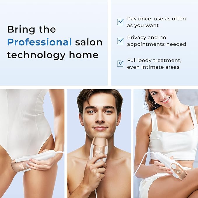 IPL Laser Hair Removal for Women, 41°F Ice-Cooling Contact for Painless Hair Removal, 21J Energy 99% Hair Reduction in 2 Sessions, At-Home Hair Removal Device for Legs, Armpits, Facial, Bikini Line