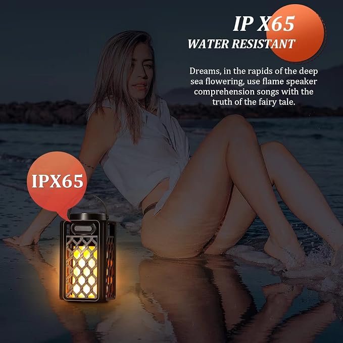 Gifts for Men Him Husband Boyfriend, Waterproof Portable Bluetooth Speaker with LED Torch Flame Lights, 10W Deep Bass for Patio Garden Backyard Birthday Gifts (1 Pack)