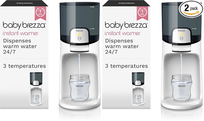 Baby Brezza Instant Baby Bottle Maker with 3 Temperature Settings for Formula Warming,50oz Tank Capacity,24/7 Warm Water Dispenser,Electric Kettle Alternative,(Pack of 2)