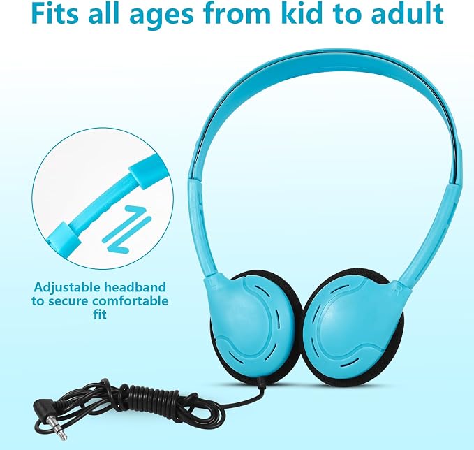 Headphones Bulk 20 Pack for School Classroom School Student,Class Set of Headphones for Students Computer,Library,Online Lesson and Testing 3.5mm Jack (10 Multi Color)