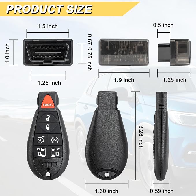 Vurkcy Key Fob Replacement for 2008-2016 Chrysler Town Country & Dodge Grand Caravan Car Keyless Entry Remote Control, M3N5WY783X IYZ-C01C, 7 Buttons