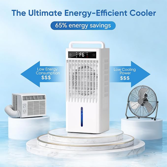 Portable Air Conditioners Fan, Windowless Evaporative Air Cooler 2 Modes & 6 Speeds, 12H Timer for Smart Auto-off, 3-Gals Tank for 20H Cooling,16FT Remote,No Hose Needed,38db Swamp Cooler