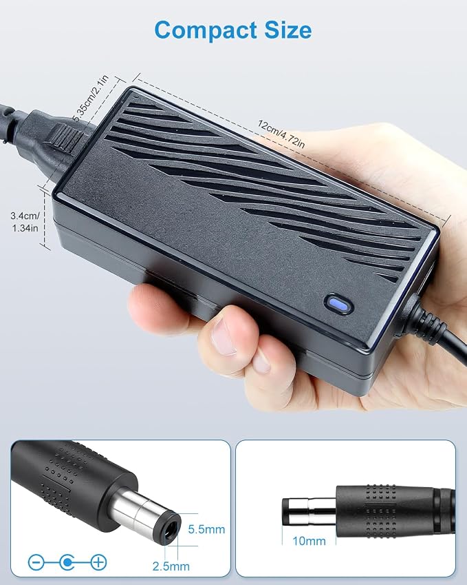 ALITOVE Upgraded 24V Power Supply 5A GaN 120W AC DC Adapter 100~240V to DC 24V Transformer Converter 5 Amp 4A 3A with 5.5 * 2.5mm/2.1mm DC Plug for AMS-2-Pro LED Strip Light CCTV Cameras