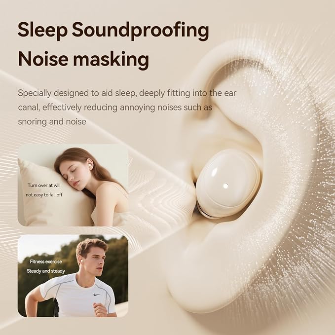 2-Pack Sleep Earbuds for Sleeping, Noise Cancelling Bluetooth Headphones for Side Sleepers with Charging Case, Small Mini Invisible Wireless Ear Buds for Small Ear Canals