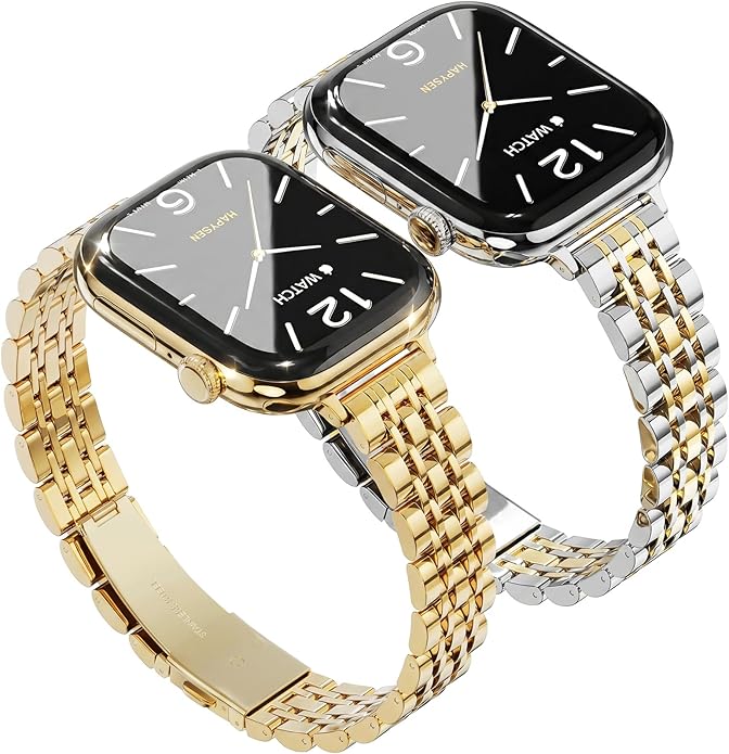 Slim Metal Band Compatible with Apple Watch Bands for Women, Series 11/10/9/8/7/6/5/4/3/2/1/SE, 46/42mm (S11/10), 45/44/42mm, 41/40/38mm Stainless Steel Bracelet
