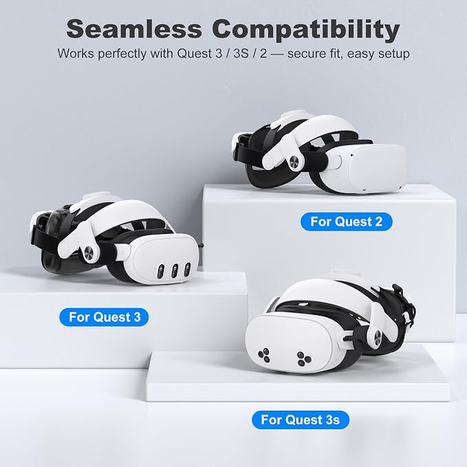 Head Strap for Meta Quest 3/3S/2 with 7500mAh Hot-Swappable Battery - VR Headset Strap Enhanced Support and Comfort, Adjustable VR Headset Accessories for Oculus - MQ3000