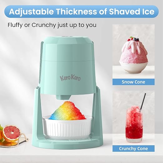Professional Shaved Ice Machine: RX03 Electric Snow Cone Maker & ICEE Machine for Home, 60W Power, 120V Universal Voltage, Create Fluffy Ice Snow Cones, Slushies and Frozen Treats-Green (Green)