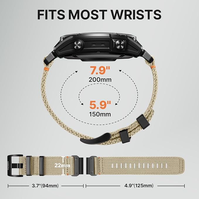 Bandletic Compatible with Garmin Instinct Watch Bands - 22mm Quick Fit Rugged Nylon Replacement Band for Fenix 8 E 47mm/7 6 Pro/5 Plus/Instinct 2 3 E 45mm/Forerunner 970 965/Approach S70 S62/Epix Pro