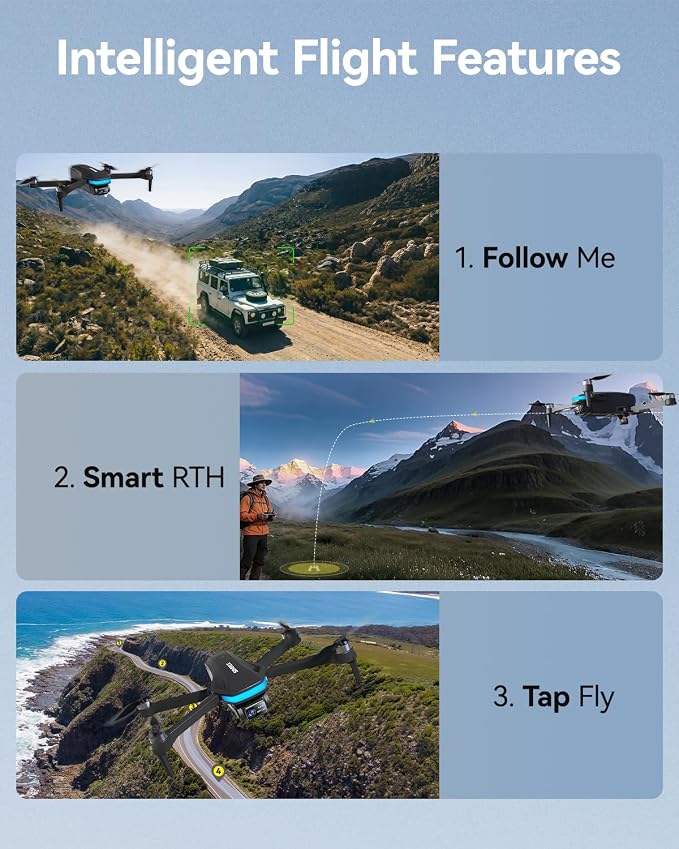 SIMREX GPS Drone with 4K Camera for Adults , Brushless Motor Drones for Beginners ,5G WiFi FPV Foldable, Auto Return , Optical Flow & Altitude Hold,Gesture Control,Follow Me, Waypoint Flight, Toys Gifts for Kid Teen Boys(Black）