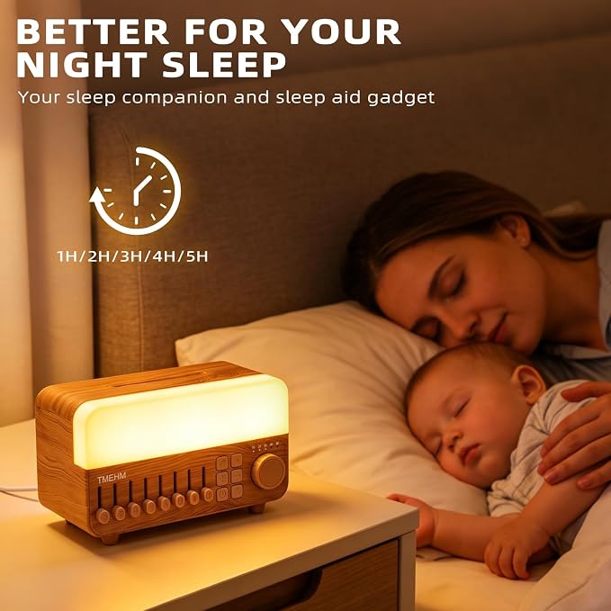 TMEHM 4-in-1 Sleep Sound Machine with White Noise & 8 Nature Sounds | Bluetooth Speaker, Night Light & Aroma Diffuser with Timer for Baby, Kids and Adults