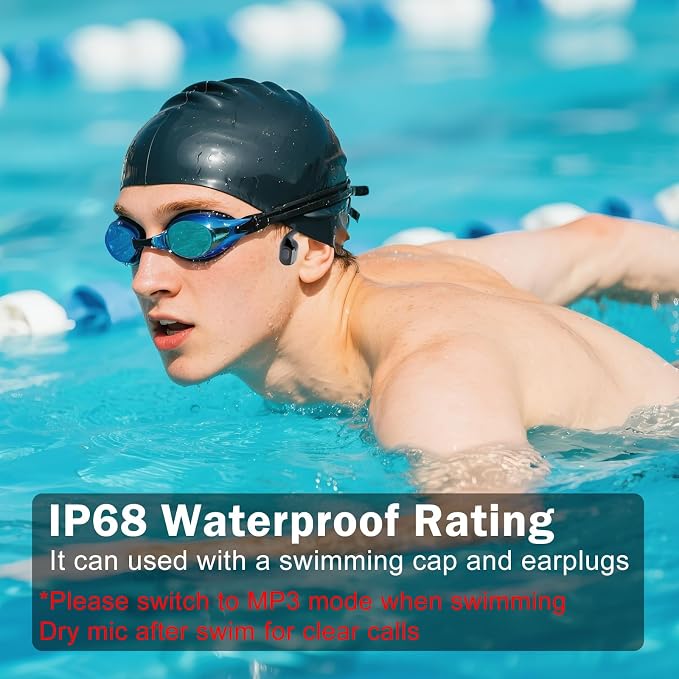 Soft Liquid Silicone Bone Conduction Swimming Headphones Underwater,IPX8 Waterproof Earbuds,Open Ear Swim Headphone with Skin-Friendly Silicone/Built-in 32G MP3-Player Earphones for Swim-Black Gray