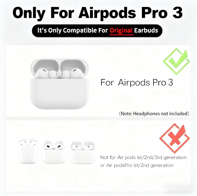 Wireless Charging Case Compatible with AirPods Pro 3 Generation(2025), USB-C Port Airpods Pro 3 Charging Case Replacement,No Airpod Pro 3