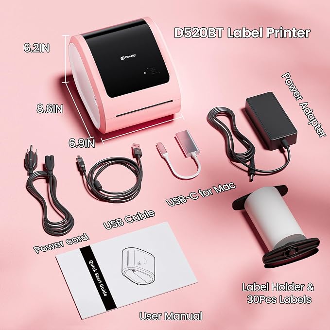 Shipping Label Printer 4x6 - Thermal Label Printer for Small Business, Shipping Packages, Home, Office, Compatible with USPS, Shopify, Amazon, Tiktok