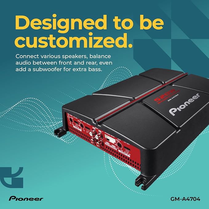 Pioneer GM-A4704 4-Channel Car Amplifier – 520W Max, Class AB, Bridgeable, Variable High-Pass Filter