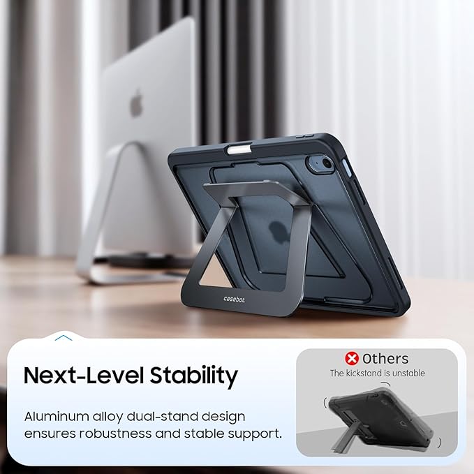 Fintie Shockproof Case for iPad (A16) 11th Generation 11 Inch (2025), iPad 10th Generation 10.9 Inch (2022) - [Built-in Pencil Holder] Slim Frosted Protective Cover with Multi-Angle Kickstand, Black