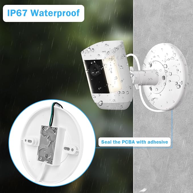 Hardwired Kit for Ring Cams (Outdoor Cam Plus, Stick Up Cam, Spotlight Cam Pro/Plus), IP67 Waterproof Design for Outdoor or Indoor Use,White