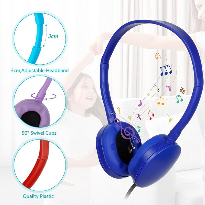 100 Pack Bulk Headphones for Classroom School,Wholesale Earphones Class Set for Students Teens and Adult（10 Colors